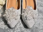 Wedding Shoes Mid Heels Size UK7,PU Bridal Sandals,Party Footwear
