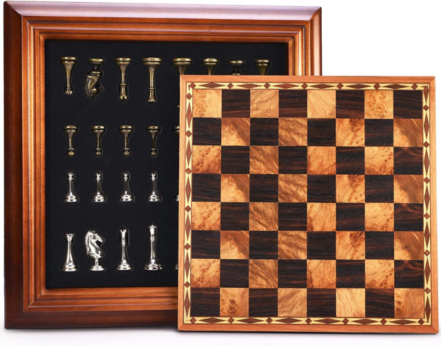 11.4 Inches Chess Set Personalized Wooden Chess Set Metal 