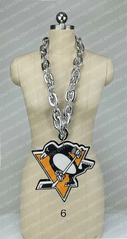 New NHL Pittsburgh Penguins BIG Fan Chain Silver Necklace Foam MI USA Cover