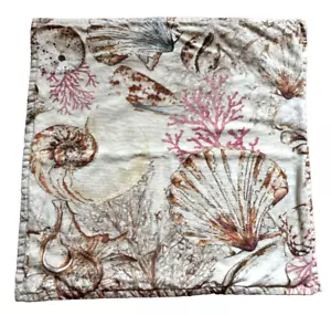 Pottery Barn Throw Pillow Cover Seashell Coral Coastal 20x20” Cotton Linen Blend - Picture 1 of 15