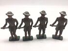 4 Antique Grey Iron Cast Toy Soldiers Bugler Figures
