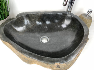 OVAL STONE VESSEL Sink, Countertop washbasin, Wooden Sink, Stone Vessel Sinks