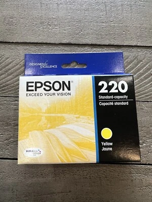 NEW Epson 220 Yellow Genuine Ink Cartridge Replacement Exp 5/23 - Image 1 of 3
