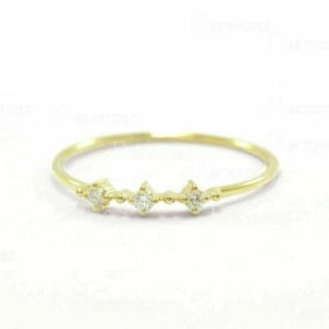14K Gold 0.03Ct. Three Lab-Created Diamond Engagement Ring Valentine's - Picture 1 of 1