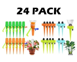 24 PACK! Self Watering Spikes, Adjustable Plant Bottle Drip Irrigation System - Picture 1 of 6