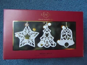 Lenox Holly Jolly 3 Christmas Ornaments: Star, Tree, Bell + Free Shipping - Picture 1 of 3