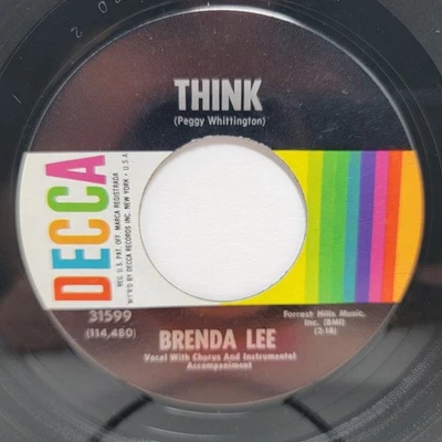Brenda Lee Think / The Waiting Game 7" 45rpm vg+ Vinyl 60s Record 45 - Image 1 of 2
