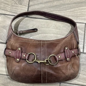 COACH Purse 11261 Purple Brown Ergo Hobo Leather Shoulder Bag Fair Vintage Y2K - Picture 1 of 10