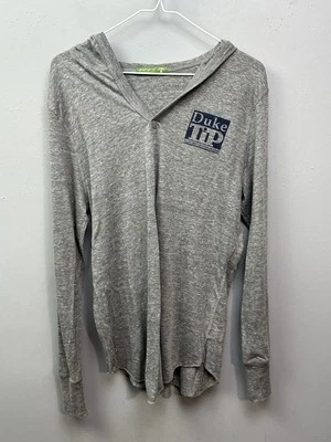 Duke University TIP Hooded Shirt Adult Medium Gray Large Henley Neck Light - Image 1 of 4