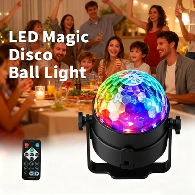 PAIDUN Mini LED RGB Giratorio Magic Disco Bola Luz Control por Voz DJ Fiesta KTV Foto 1 de 4
