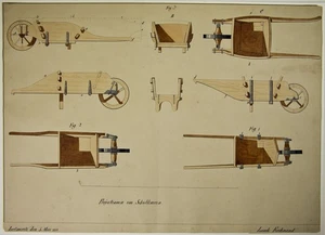 F. LANDE (*1851), diseños de carretillas de empuje y correderas, 1851, Aq. Romance - Imagen 1 de 8
