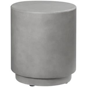 Lightweight Accent Table with Concrete Finish Round Side Table, Light Grey - Picture 1 of 11