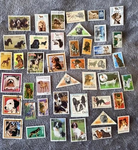 Worldwide Dogs Stamp Collection Used - 47 Different Stamps from Many Countries - Picture 1 of 6