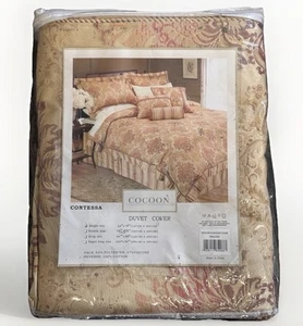 Jacquard Luxury Single Duvet Cover Antique Gold Pink Floral French Traditional - Picture 1 of 4