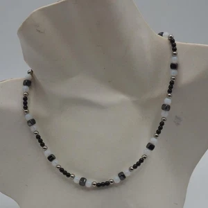 Perline di Vetro .925 Sterling Silver Chiusura Collana Gioielli di Moda - Foto 1 di 2