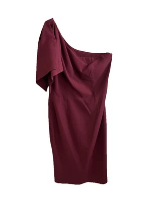 Vestido The Population Para Mujer Borgoña Un Hombro Midi Vestido de Cóctel Talla L Foto 1 de 4