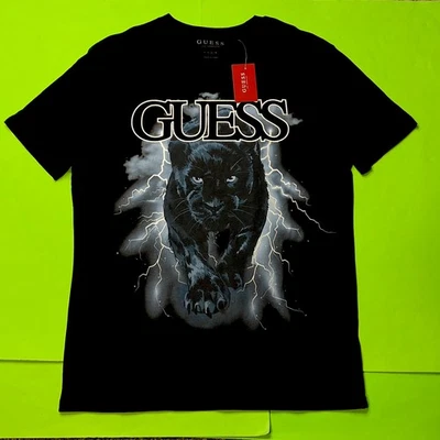 GUESS Los Angeles Men’s Short Sleeve T-Shirt Size LARGE Black Panther NEW - Image 1 of 4