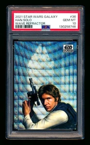 2021 TOPPS STAR WARS GALAXY CHROME #36 HAN SOLO WAVE REFRACTOR #/99 PSA 10 GEM! - Picture 1 of 2