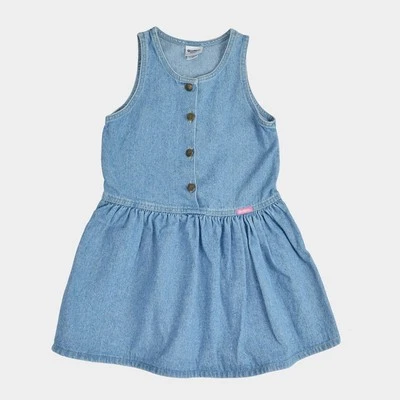 Vintage 90s Osh Kosh B'gosh Light Wash Denim Jean Dress Kids Girls Size 6 - Image 1 of 4