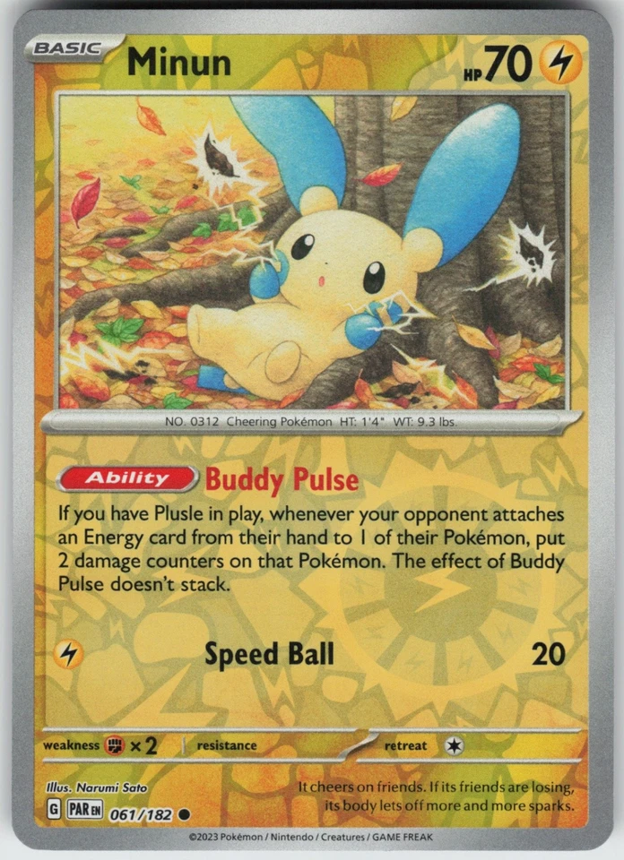 PO-01 Reverse Holo Minun 061/182 Common SV04: Paradox Rift - Image 1 of 1