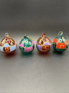 Mundgeblasenes Glas handbemalt Kunst Weihnachtsschmuck, 3" 4er Set - Bild 1 von 7