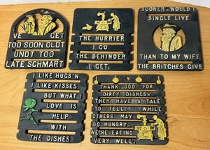 5 Vintage Amish Penna Niederländisch Lustig Spruch Neuheit Metall Wandtafeln Untersetzer - Bild 1 von 5