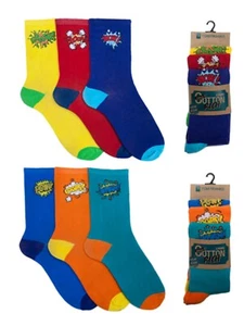 3 Tom Franks™ baumwollreiche Cartoon-Neuheit Comic-Socken für Herren UK 6-11 - Bild 1 von 1