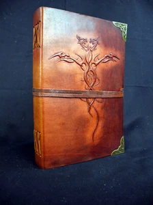 Handgefertigtes A5 Leder Tagebuch Journal Skizzenbuch - DRACHEN Design - Patronenpapier - Bild 1 von 12