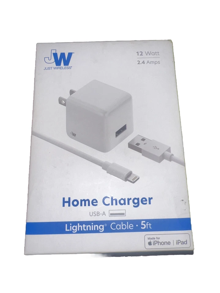 Cargador de pared Just Wireless Home de 12 vatios-5 pies cable Lightning para iPhone/iPad Foto 1 de 1