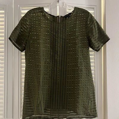 Túnica J Crew para mujer a rayas con sombra dobladillo alto bajo verde oliva talla 4 Foto 1 de 4