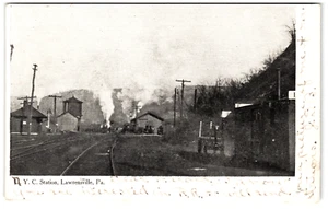 Cartolina d'epoca 1907 N.Y.C. Stazione ferroviaria New York City a Lawrenceville, PA - Foto 1 di 2