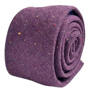 speckled dark aubergine plum purple 100% wool men's tie by Frederick Thomas - Picture 1 of 6