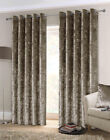 Mink Crushed Velvet Soft Touch Lined Eyelet Ring Top Curtains Pair