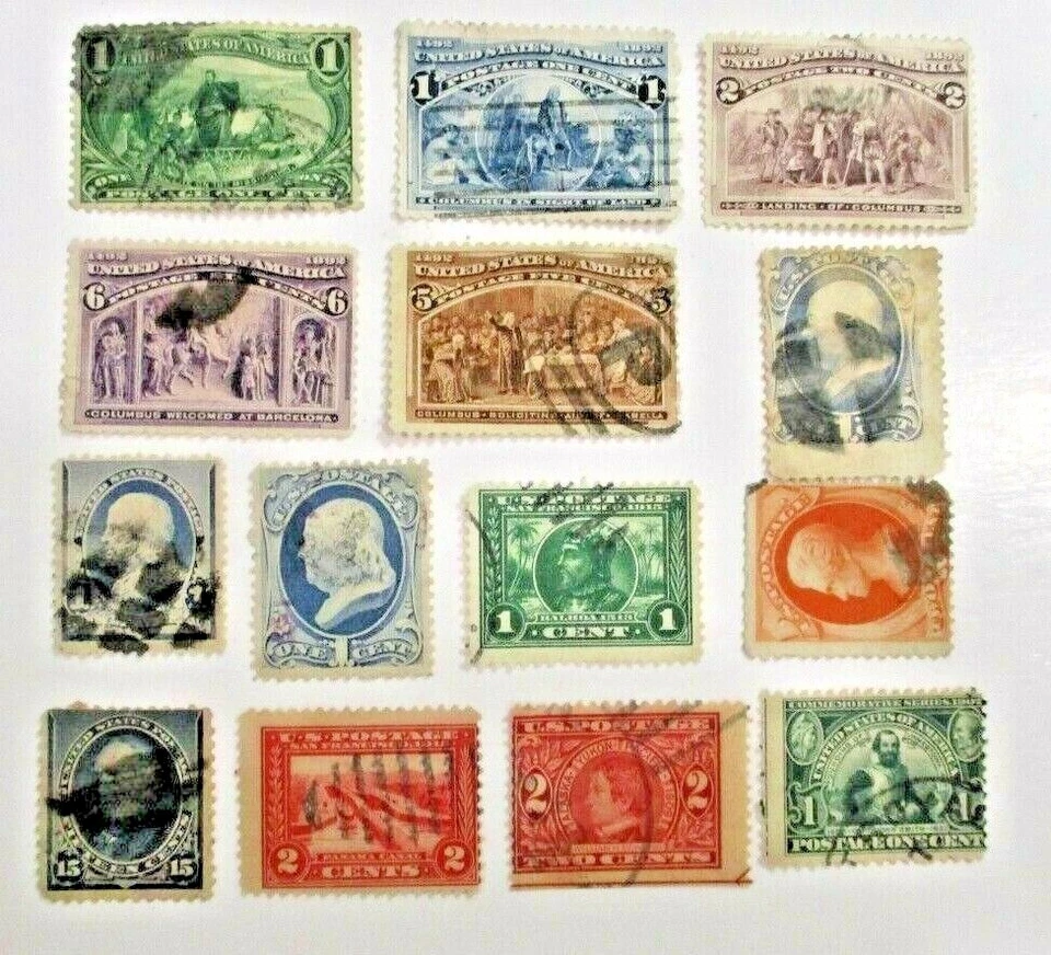 U.S. USED (14) DIFFERENT MIXED w/VARIOUS CANCELS GREAT VALUE See Pic  - Image 1 of 1