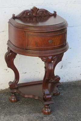 Early 1900s Hand Carved Nightstand Bedside Side End Table 5821A - Image 1 of 4