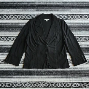 Cabi #177 Sz XL One Button Long Sleeve Large Notch Lapel Stretch Blazer Black - Picture 1 of 16