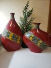 GARDEN RIDGE Red Mosaic Porcelain Vases (2)