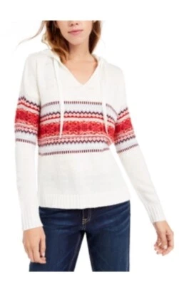 Suéter con Capucha American Rag Junior's Fair Isle Blanco Talla Pequeña Foto 1 de 4