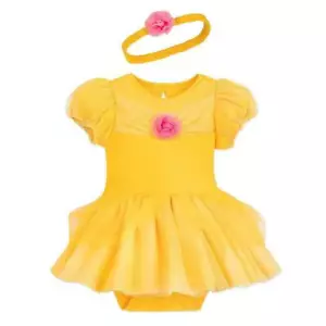 Disney Store Beauty and the Beast Belle Baby Bodysuit Costume Set Sz 12-18 Mos - Picture 1 of 1
