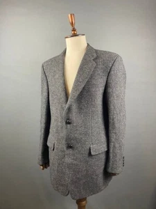 Harris Tweed Mens Blazer Gray Wool Long Sleeve Casual Jacket Button Up - Picture 1 of 13