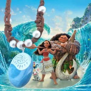 Blue Stone Luminous Pendant Necklace Polynesia Ocean Princess Moana Rope Chain N - Picture 1 of 12