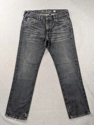 Guess Jeans Mens SZ 36x32 Blue Relaxed Distressed Straight Faded Whiskers Y2K - Image 1 of 4