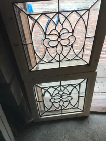Sg 3272 Amazing Pair Antique all Beveled glass fire side windows 25 in.² Cover