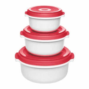 Emsa Micro Family Mikrowellentopf Starter-Set 3-tlg. Mikrowellen Topf Weiß Rot - Bild 1 von 1