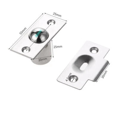 1Pc Door Catch Silver Stainless Steel 55x25mm Ball Catch for Cupboard Wardrobes - Image 1 of 4