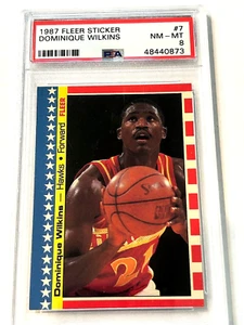 1987 Fleer Sticker Basketball #7 Dominique Wilkins PSA 8 NM-MT - Bild 1 von 4