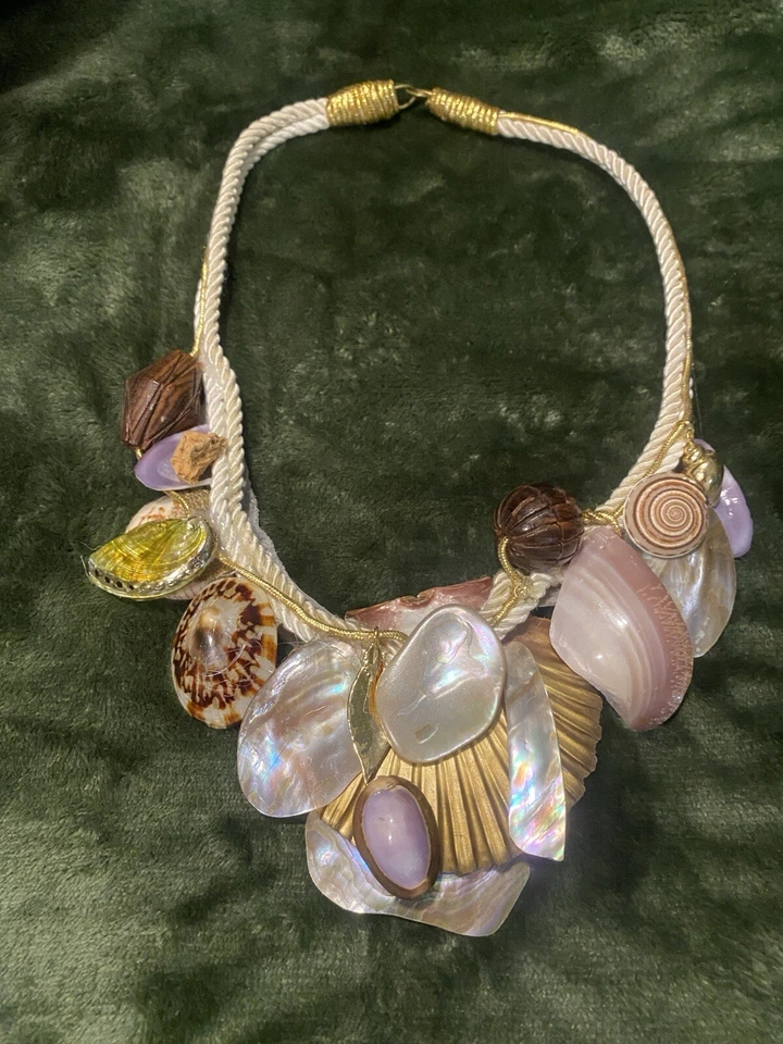 Vintage Necklace By Celebrity Designer Peggy Graham, Handmade w/Seashells - Image 1 of 4