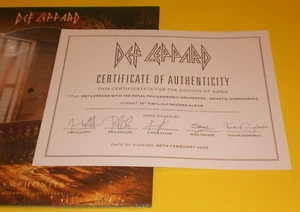 DEF LEPPARD BAND SIGNED L/E COA + DRASTIC SYMPHONIES PICTURE VINYL RECORD AUTO - Picture 1 of 6