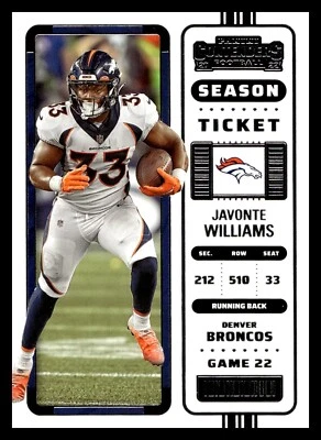 2022 Panini Contenders Football Javonte Williams Denver Broncos #31 - Image 1 of 2