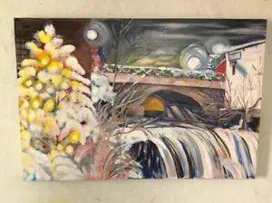 Chagrin Falls Ohio Original Melissa Bollen Gemälde Winter Urlaub Geschenk fällt - Bild 1 von 12
